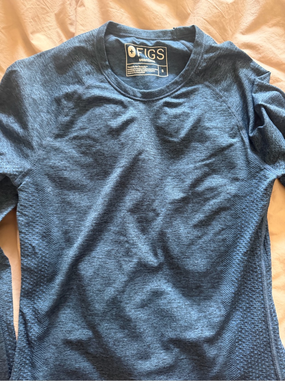 FIGS Seamless Crewneck Top in Navy